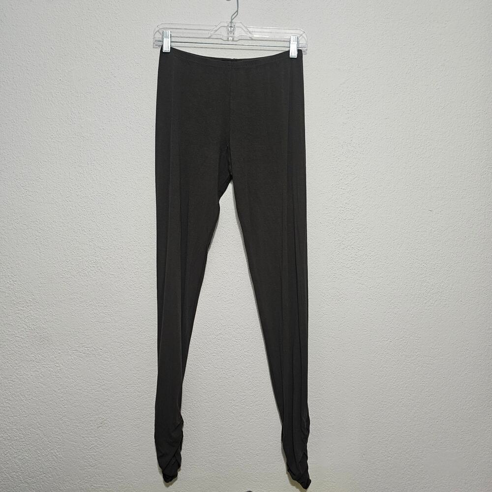 Cut Loose Brown Leggings Under Layer Pants Side Ruffle Scrunch Women Medium